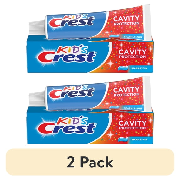 (2 pack) Crest Toothpaste, Kids Cavity Protection Toothpaste, Sparkle Fun Flavor, 4.6 oz, For Ages 3+