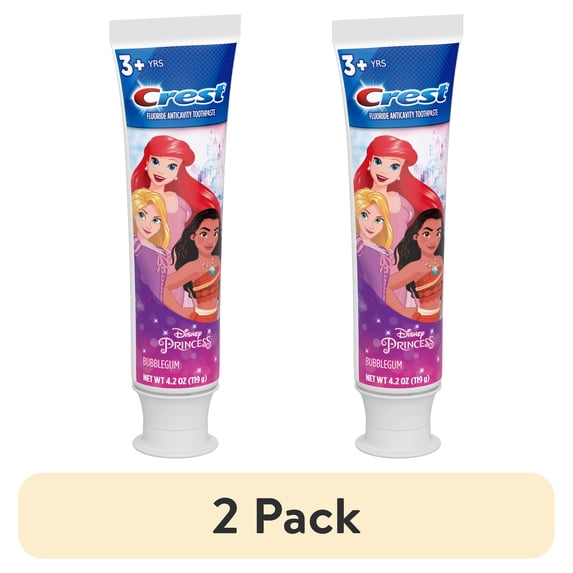 (2 pack) Crest Toothpaste, Kids Toothpaste Featuring Disney Princesses, Bubblegum Flavor, 4.2 oz