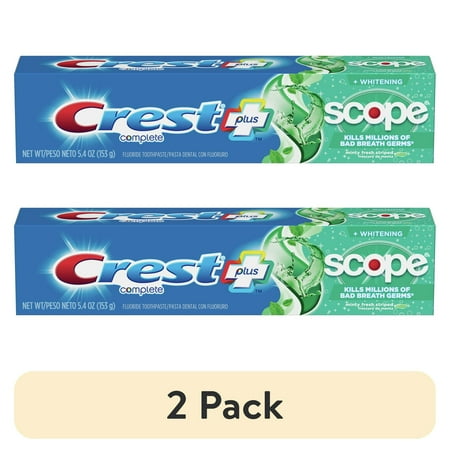 (2 pack) Crest + Scope Complete Whitening Toothpaste, Minty Fresh, 5.4 oz