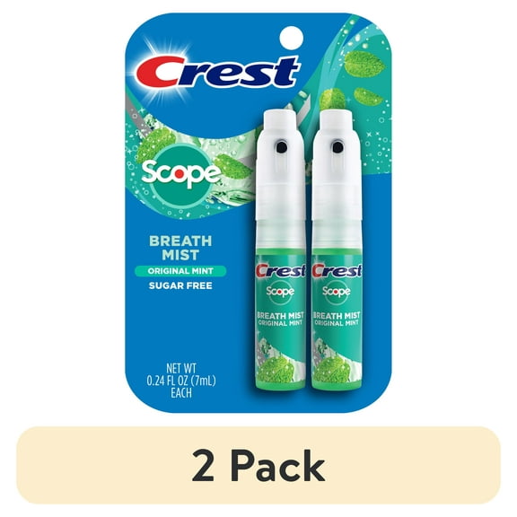 (2 pack) Crest Scope Long Lasting Mint Breath Mist, 0.24 fl oz, 2 ct