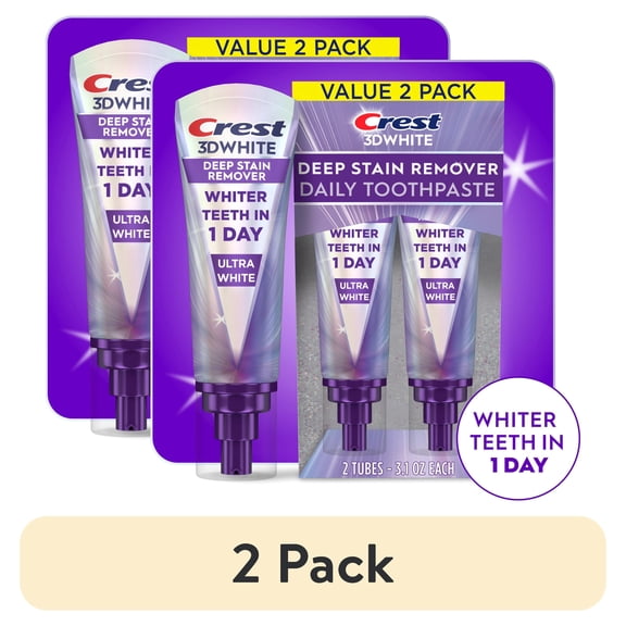 (2 pack) Crest Toothpaste 3DWhite Deep Stain Remover Ultra White - 3.1oz/2pk