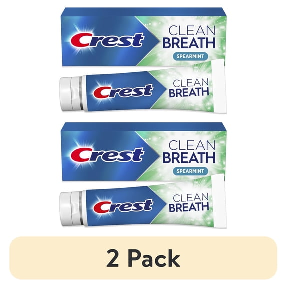 (2 pack) Crest Toothpaste Clean Breath Spearmint 4.6oz - Neutralizes Bad Breath, Antibacterial Protection, Fights Cavities, Freshens Breath, Gently Whitens