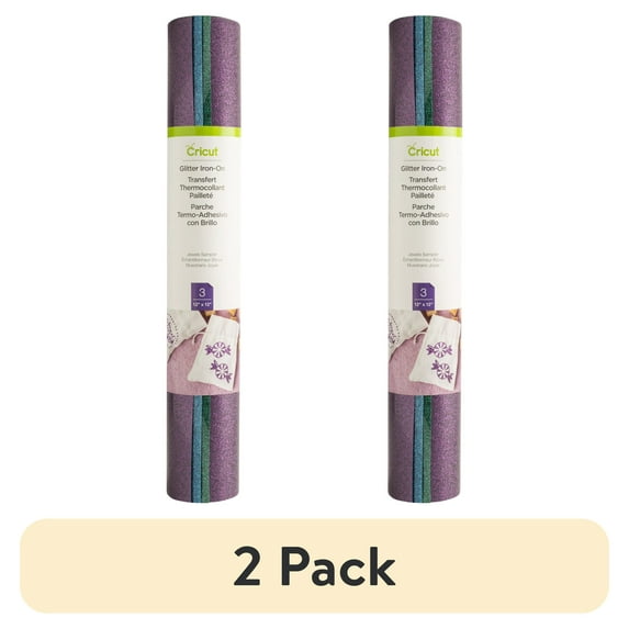 (2 pack) Cricut Glitter Iron-on Sampler, Jewel, 12" x 12"