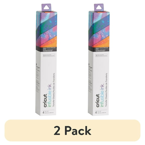 (2 pack) Cricut® Infusible Ink™ Sheets Pattern (4), Rainbow Watercolor Splash, 12" x 12"