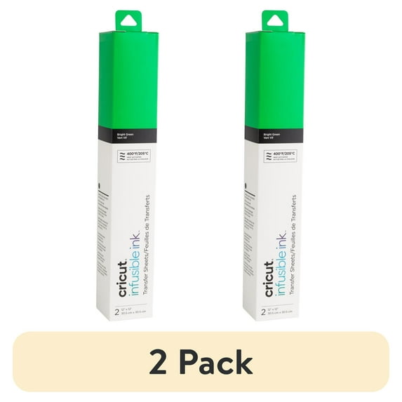 (2 pack) Cricut® Infusible Ink™ Sheets Solid (2), Bright Green, 12" x 12"
