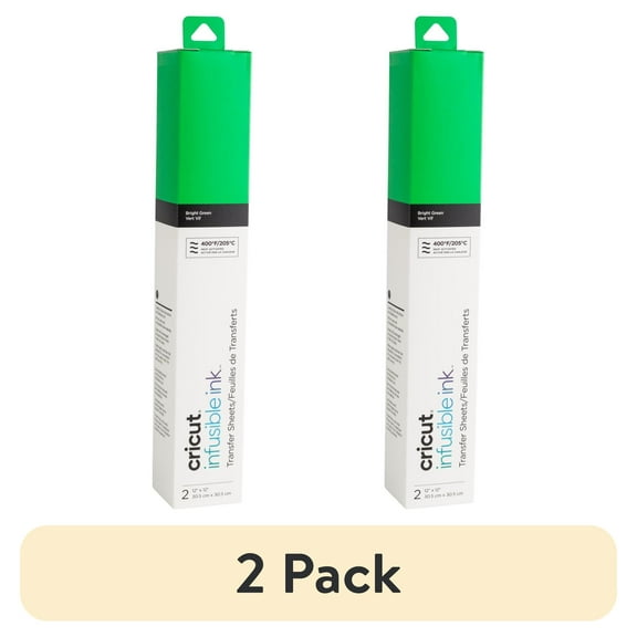 (2 pack) Cricut® Infusible Ink™ Sheets Solid (2), Bright Green, 12" x 12"