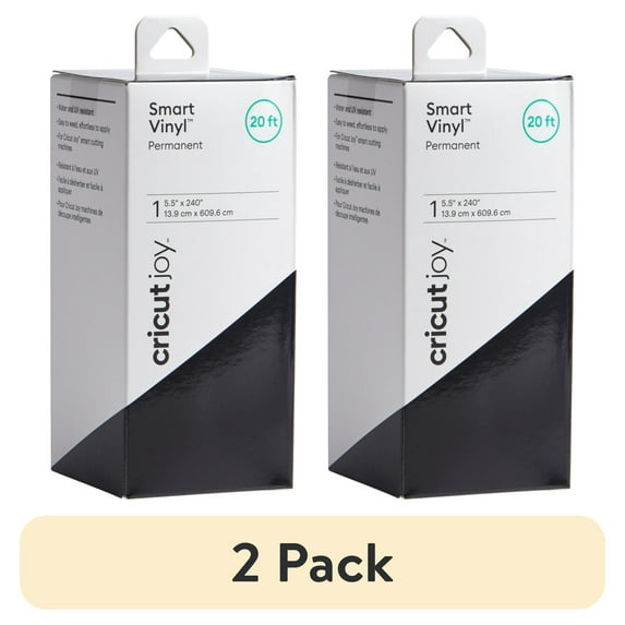 (2 pack) Cricut Joy™ Smart Vinyl™ – Permanent Value Roll (20 ft), Black, 5.5" x 240"