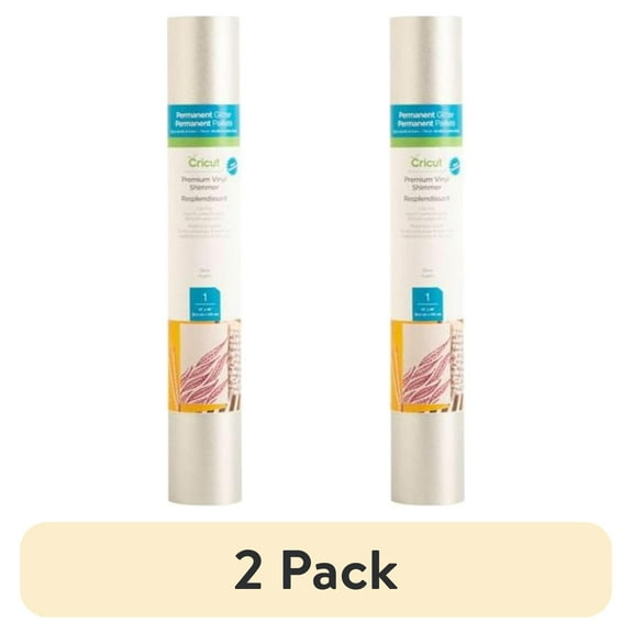 (2 pack) Cricut Premium Vinyl Shimmer Permanent, Shimmer Silver, 12" x 48"