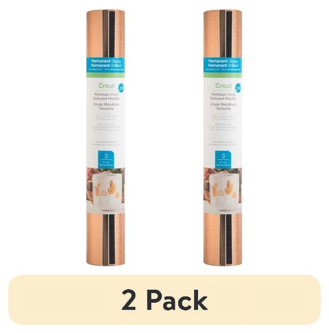 (2 pack) Cricut Premium Vinyl Textured Metallic Sampler, Dark Metals - Permanent, 12" x 24"