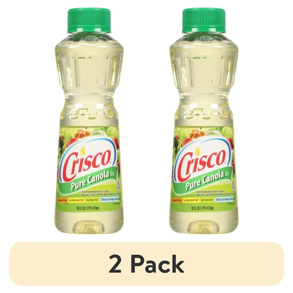(2 pack) Crisco Pure Canola Oil, Cooking Oil, 16 fl oz
