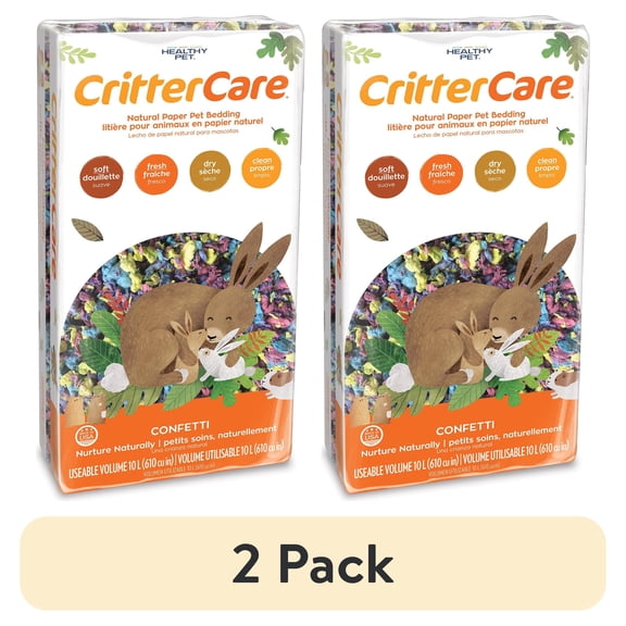 (2 pack) Critter Care Confetti Natural Paper Small Pet Bedding, 10 L