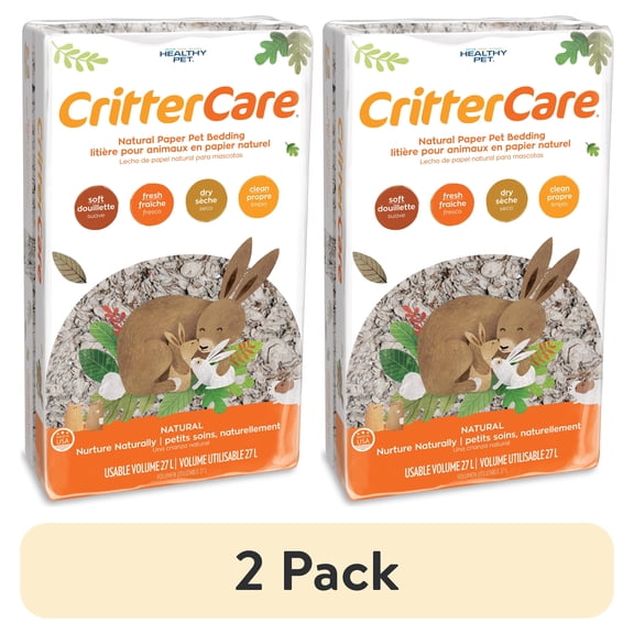 (2 pack) CritterCare Natural Paper Small Pet Bedding, Brown, 27L