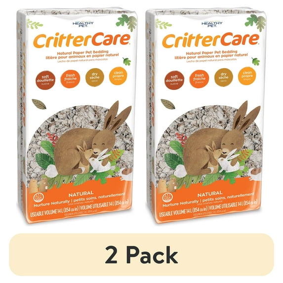 (2 pack) Crittercare Natural Paper Small Pet Bedding, 14 L