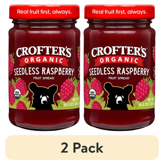 (2 pack) Crofters Organic Seedless Raspberry Premium Fruit Spread, 16.5 oz