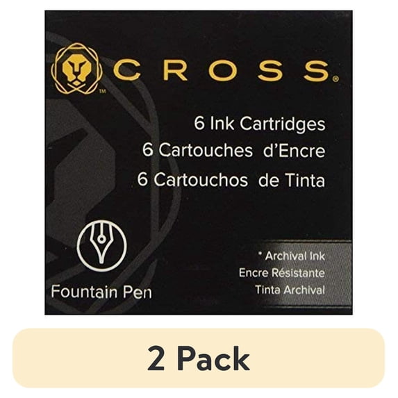 (2 pack) Cross Fountain Pen Ink Cartridge - Blue/Black, 6 per card (8924)