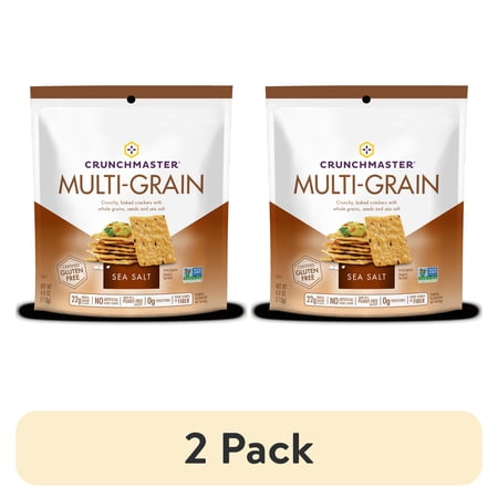 (2 pack) Crunchmaster Multi-Grain Crackers, Sea Salt, 4 oz, Resealable Plastic, Shelf-Stable