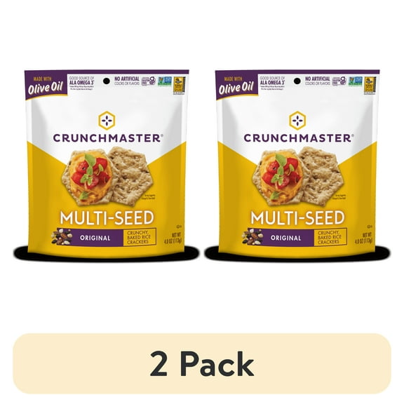 (2 pack) Crunchmaster Multi-Seed Original Crackers, 4 oz Plastic Stand-Up Pouch