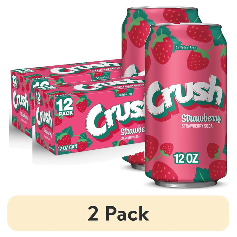 2 pack) Crush Caffeine Free Strawberry Soda Pop, 12 fl oz, 12 Pack