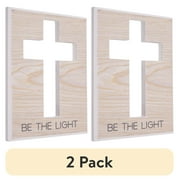 (2 pack) Crystal Art Gallery Be the Light Typographic Cross Wood Wall Plaque Art - 8" x 6"