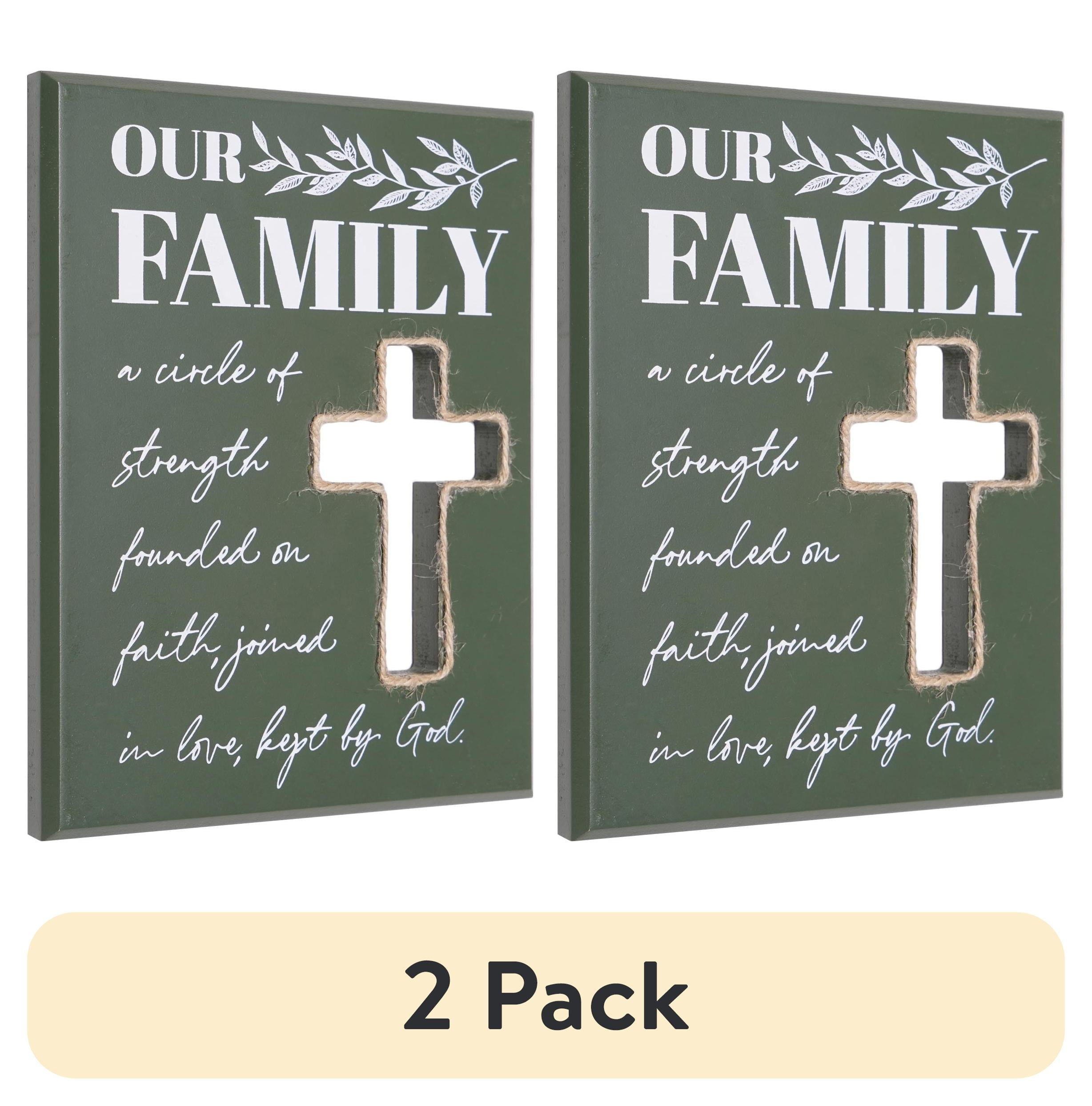 (2 pack) Crystal Art Gallery Our Family Typographic Cross Wood Wall Plaque Art - 8" x 6"