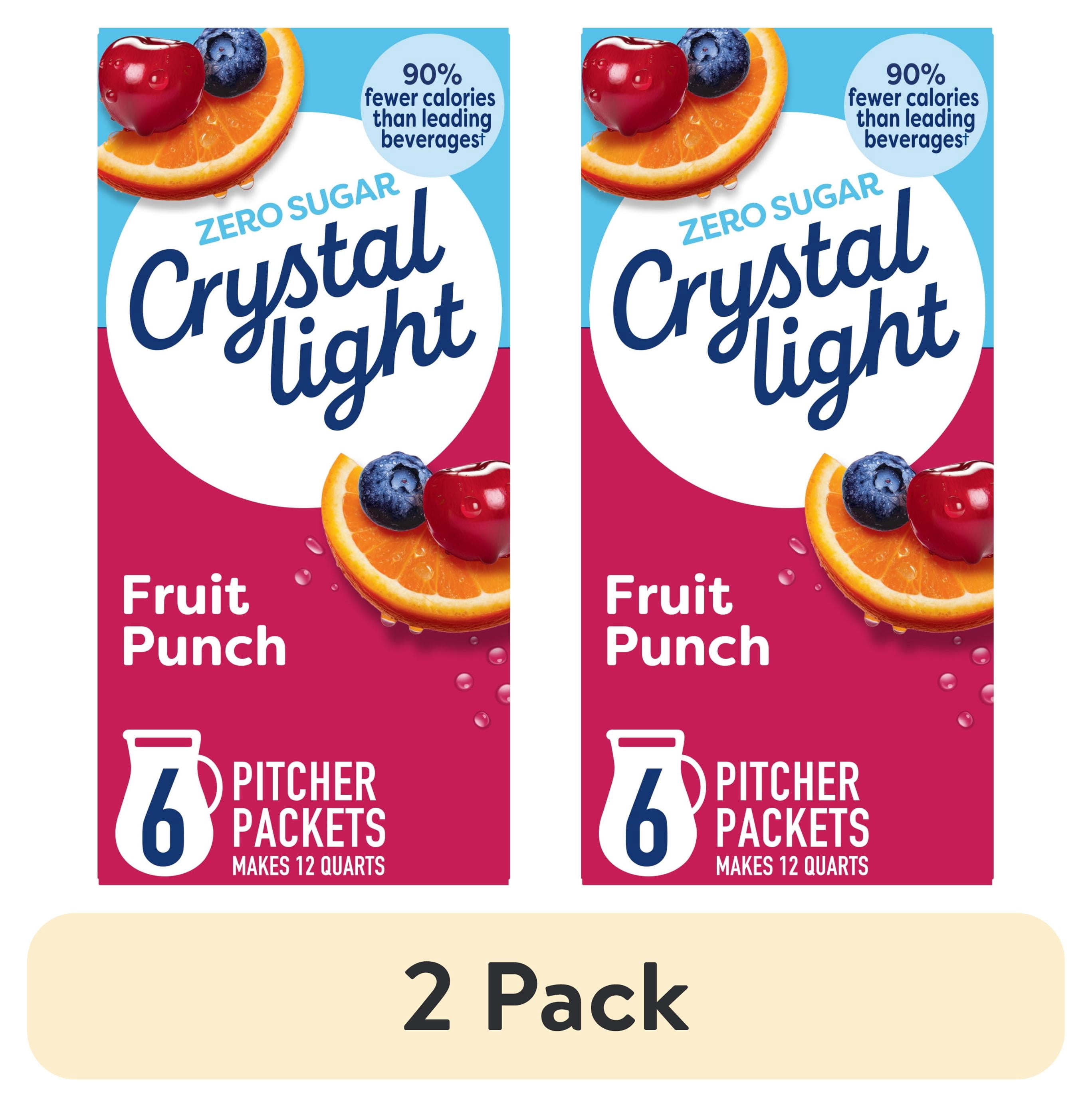 (2 pack) Crystal Light Drink Mix, 6 Pitcher Packets, for Flavorful Hydration and Shareable Refreshment, Fruit Punch artificial flavor Zero Sugar, Low Calorie, 2.04 oz