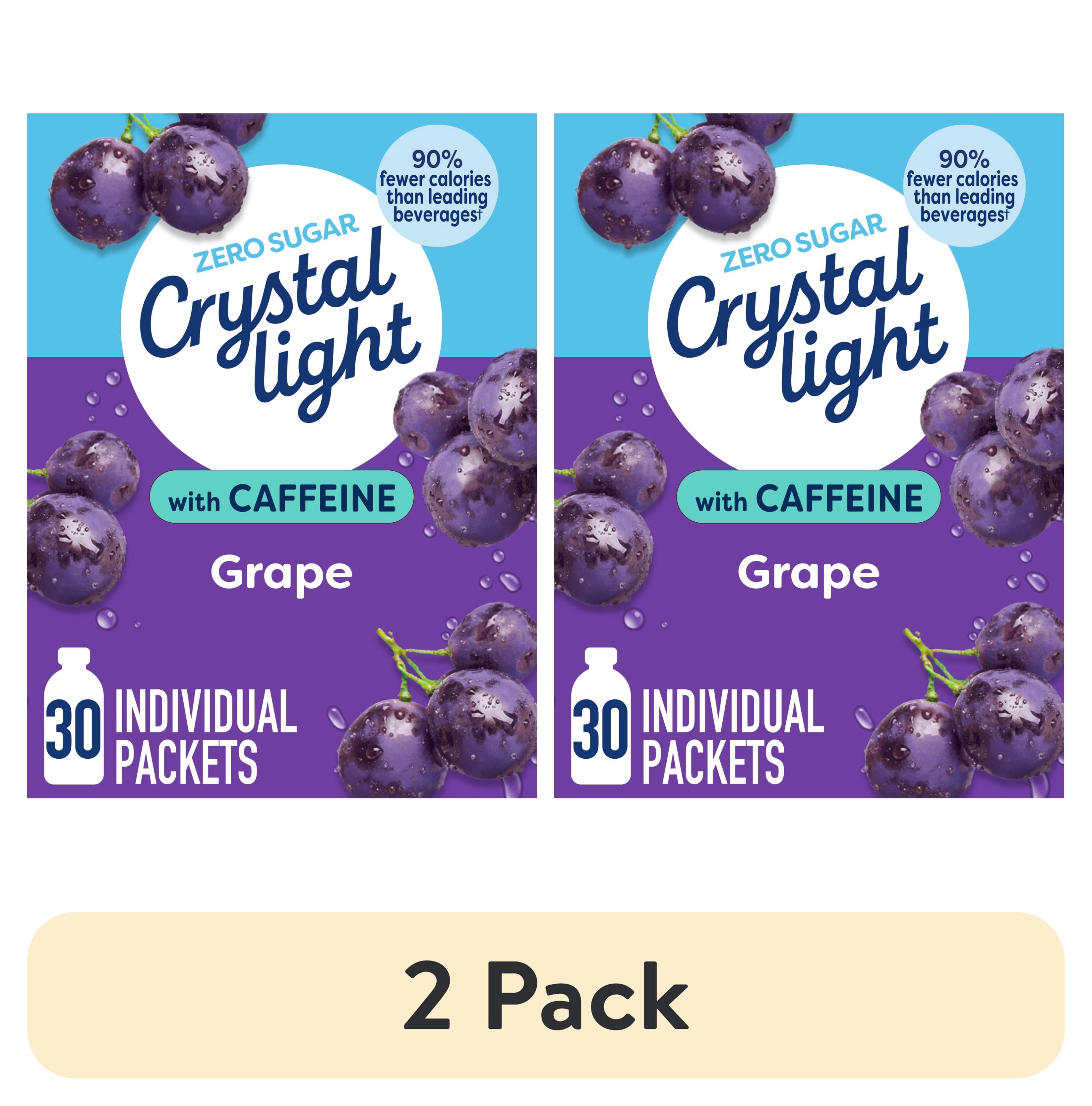 (2 pack) Crystal Light Drink Mix with Caffeine, 30 Packets, for Convenient On-the-Go Flavorful Hydration, Grape Natural Flavor with Other Natural Flavor, Zero Sugar, 3.35 oz