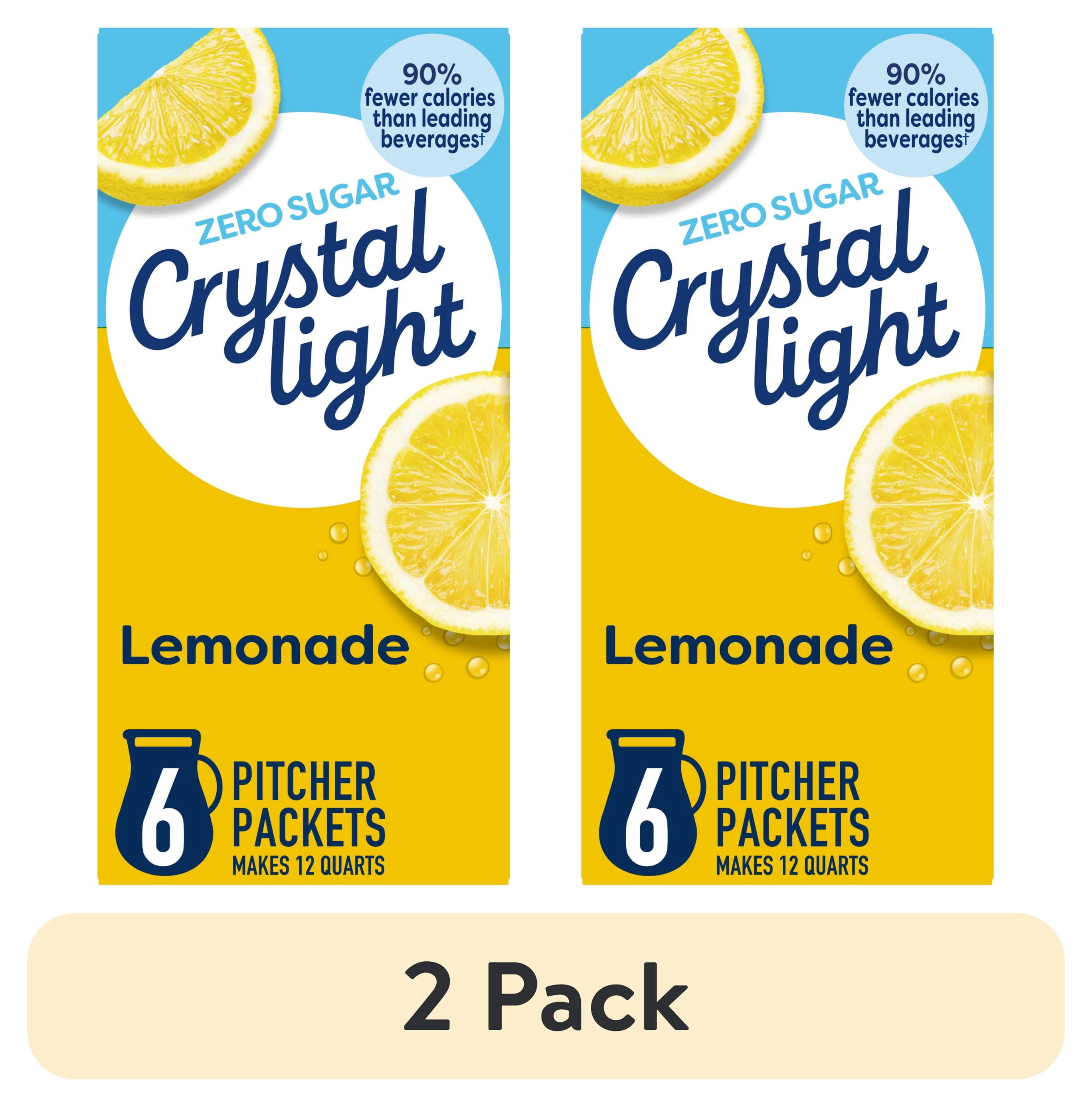 (2 pack) Crystal Light Drink Mix, 6 Pitcher Packets, for Flavorful Hydration and Shareable Refreshment, Lemonade, natural flavor with other natural flavor, Zero Sugar, Low Calorie, 3.2 oz