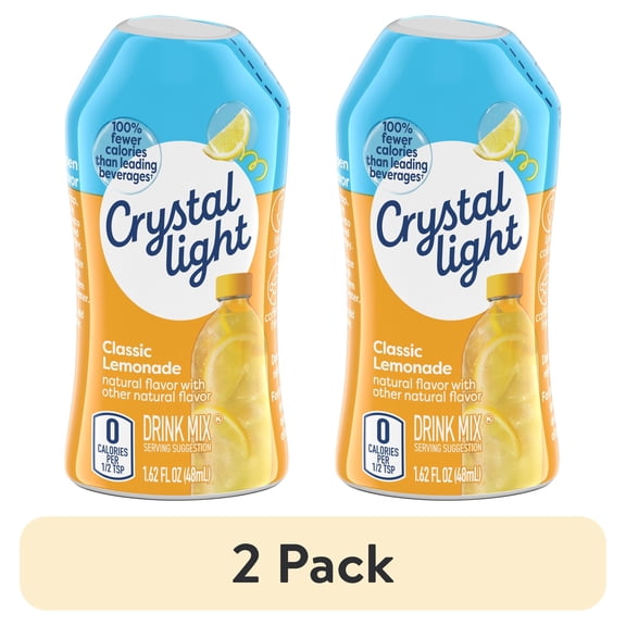 (2 pack) Crystal Light Classic Lemonade Naturally Flavored Liquid Drink Mix, 1.62 fl oz Bottle