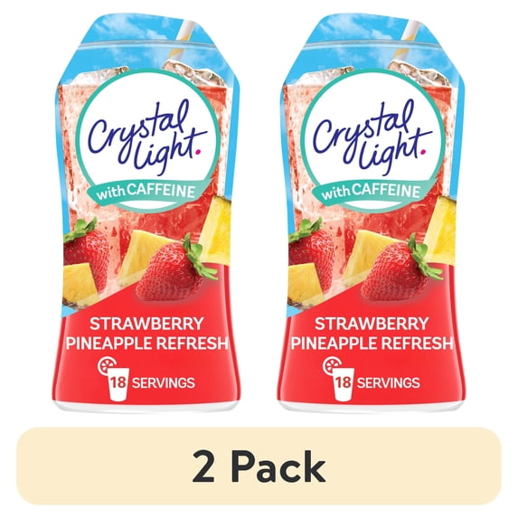 (2 pack) Crystal Light Liquid Strawberry Pineapple Refresh Naturally Flavored Drink Mix with Caffeine, 1.62 fl oz Bottle