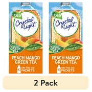 (2 pack) Crystal Light Peach Mango Green Tea Sugar Free Drink Mix Singles, 10 Ct on-the-Go-Packets