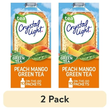 (2 pack) Crystal Light Peach Mango Green Tea Sugar Free Drink Mix Singles, 10 Ct on-the-Go-Packets
