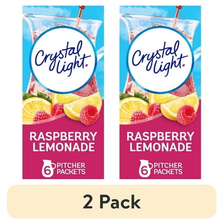 (2 pack) Crystal Light Drink Mix, 6 Pitcher Packets, for Flavorful Hydration and Shareable Refreshment, Raspberry Lemonade Artificial Flavor, Zero Sugar, Low Calorie, 1.8 oz