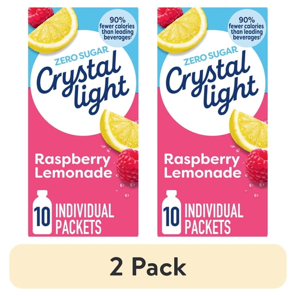 (2 pack) Crystal Light Drink Mix, 10 Packets, for Convenient On-the-Go Flavorful Hydration, Raspberry Lemonade artificial flavor, Zero Sugar, 0.8 oz