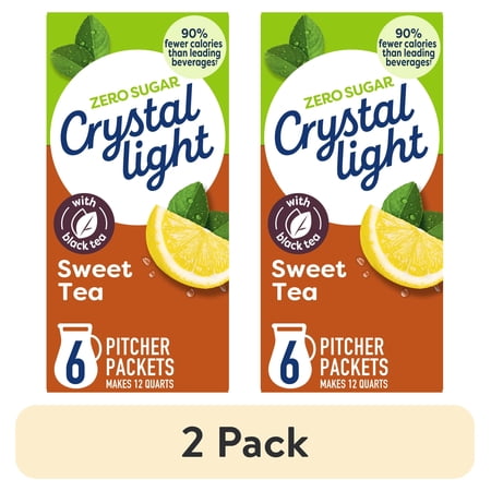 (2 pack) Crystal Light Drink Mix, 6 Pitcher Packets, for Flavorful Hydration and Shareable Refreshment, Sweet Tea Natural Flavor, Made with Black Tea, 1.56 oz
