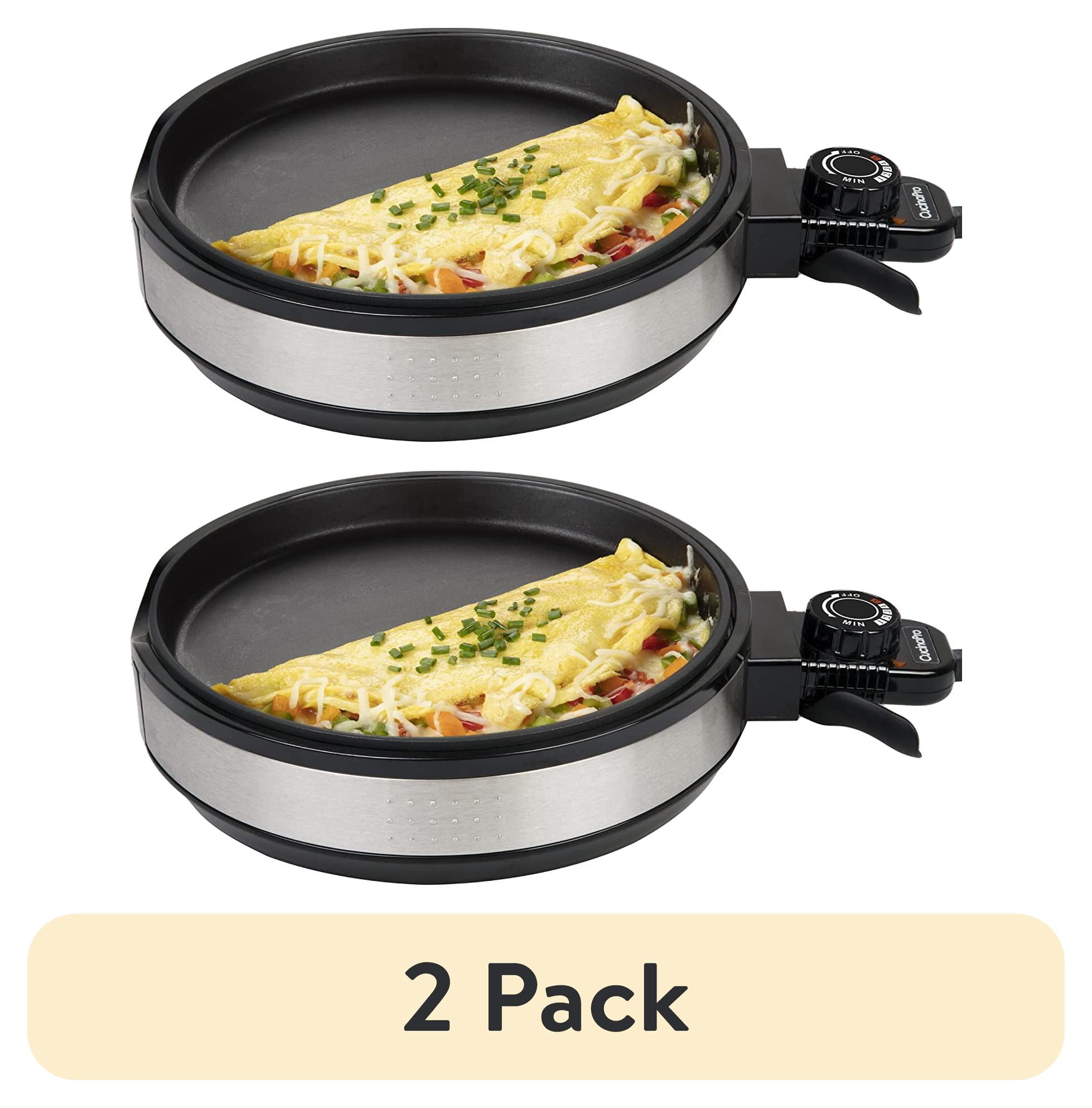 (2 pack) Cucinapro Multi Baker Deluxe- Baking Made Easy- Electric Appliance w Temp Control, 3 Interchangeable Skillets for Grilling, Baking or Dessert - Grilled Cheese, Omelets Pizza, Sandwiches, Cake Pops