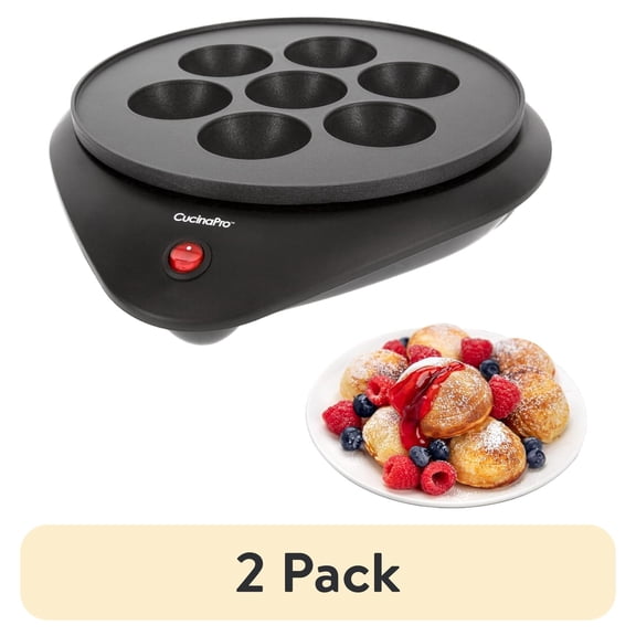(2 pack) CucinaPro Ebelskiver Maker- Electric Non-stick Baker for Making Takoyaki Ebelskiver or Octopus Balls, Donut Holes & Cake Pops, Unique Danish Mini Pancakes or Dessert Treat Baking
