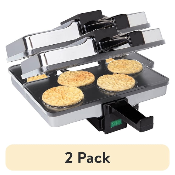 (2 pack) CucinaPro Piccolo Pizzelle Baker- Nonstick Electric Press Makes 4 Mini Cookies at Once- Recipe Guide Included - Fun Baking Supplies for Party, Italian Waffle Dessert Treat Making
