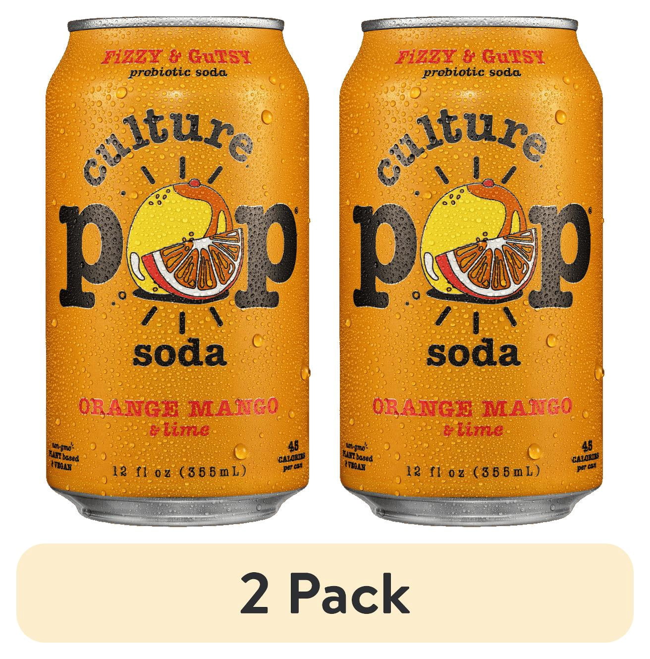 (2 pack) Culture Pop Soda Orange Mango, Probiotic Soda, 12 fl oz