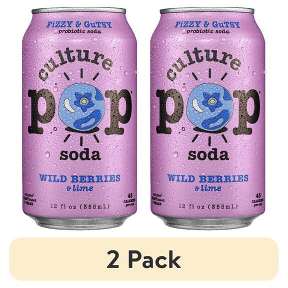 (2 pack) Culture Pop Soda Wild Berries, Probiotic Soda, 12 fl oz