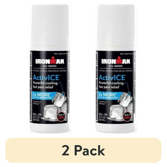 (2 pack) Curad IRONMAN ActivICE Roll-On Cooling Gel, Topical Pain Relief for Arthritis, Muscle & Body Aches, 3 oz
