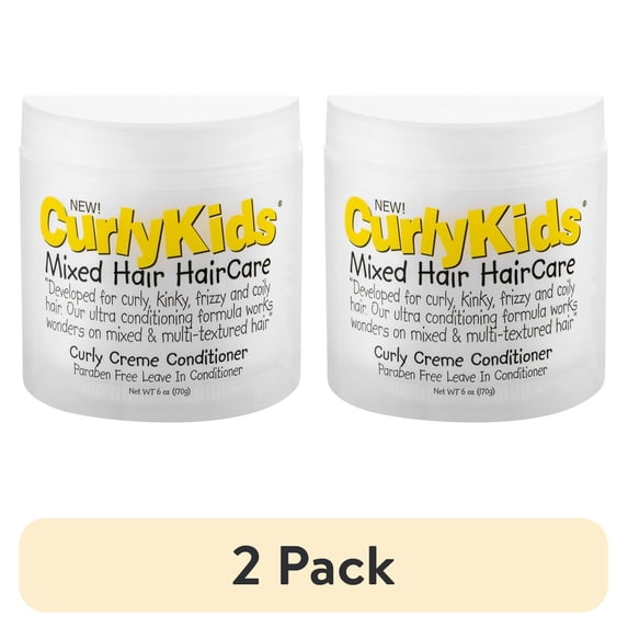 (2 pack) Curly Kids Creme Leave-In Conditioner, 6 oz, Cream, Moisturizing, Jar, Unisex