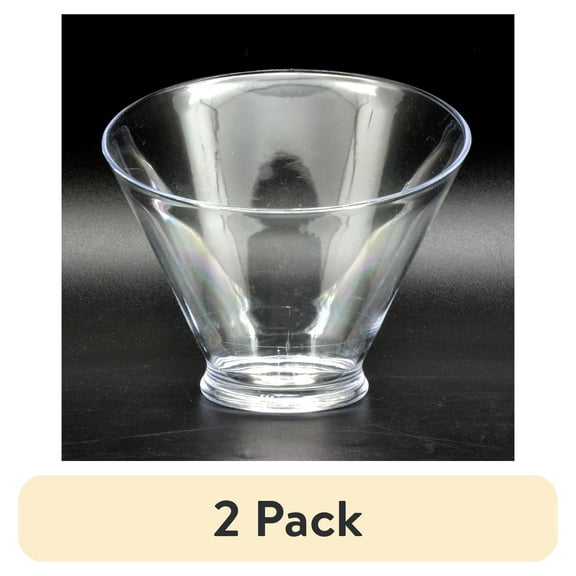 (2 pack) Curved Plastic Candy Bowl, Clear, Dia. 6.5" x 5.39" H, Party Favors, Way to Celebrate