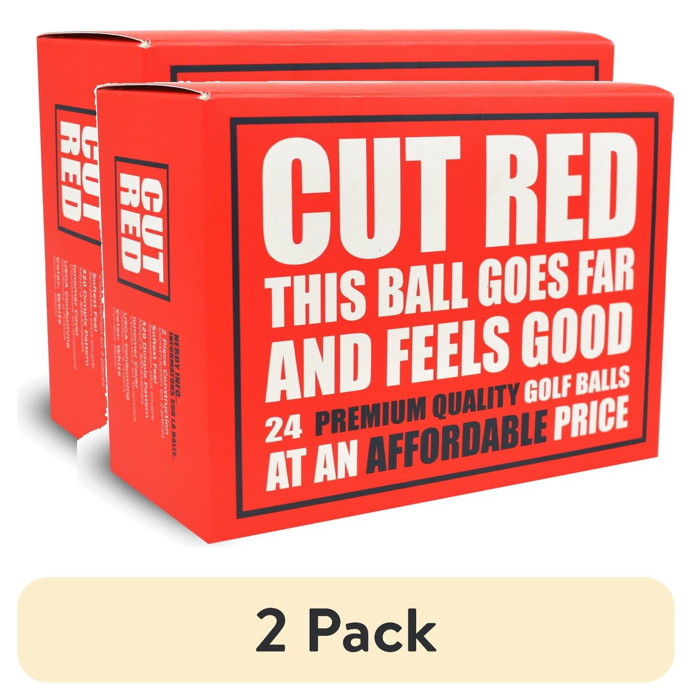 (2 pack) Cut Golf Red 2 Piece Ionomer Golf Balls, 24 pack, White