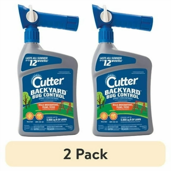 (2 pack) Cutter Backyard Bug Control Spray Concentrate, QuickFlip Hose-End Sprayer, 32 Ounce