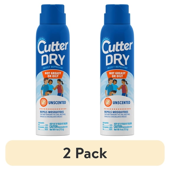 (2 pack) Cutter Dry Insect Repellent Mosquitoes Unscented Aerosol 4oz