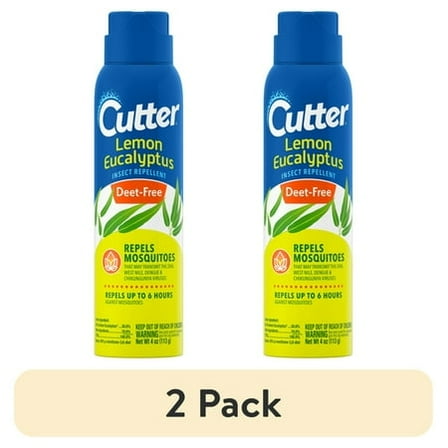 (2 pack) Cutter Lemon Eucalyptus Insect Repellent Aerosol, Deet-Free, 4 Ounces