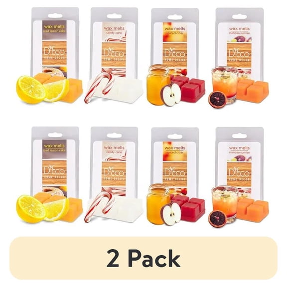 (2 pack) D'Eco Scented Wax Melts Fall Variety Pack -12 Assorted Winter 6pc Cube Sets for Electric Wax Warmer (2.5oz ea)- Hot Cocoa, Apple Cider, Candy Cane, Pumpkin Spice, Cinnamon, Caramel