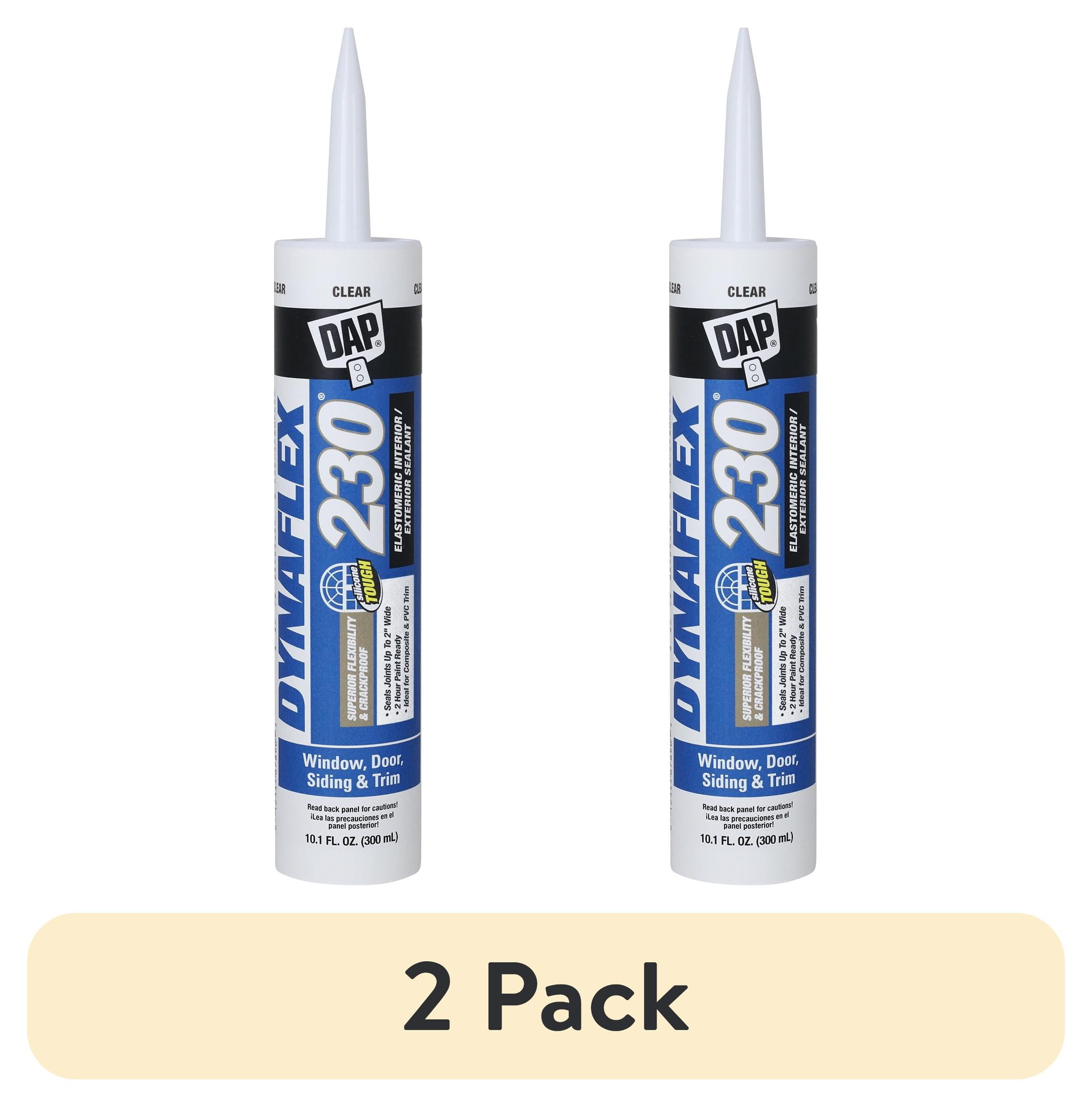 (2 pack) DAP Dynaflex 230 10.1 oz Clear Premium Sealant Caulk - Walmart.com