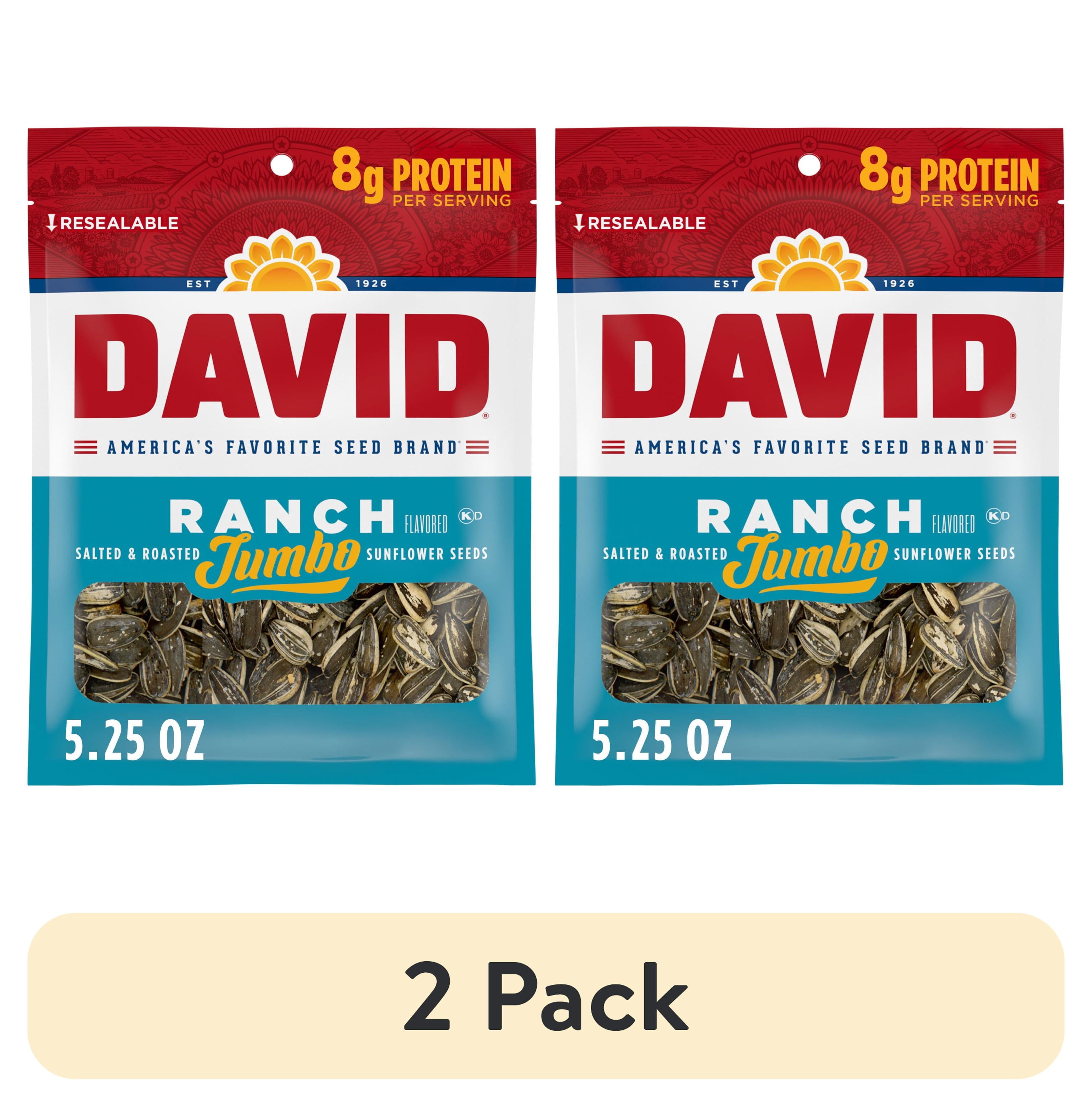 (2 pack) DAVID Jumbo Sunflower Seeds, Ranch Flavor, Father's Day ...