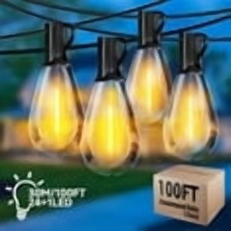 (2 pack) DAYBETTER 100FT LED Outdoor String Lights, Patio Lights with 24+1 Shatterproof S14 Edison Bulbs, Outside Hanging Light Waterproof for Porch, Deck, Garden, Yard, Balcony, Dimmable 2700K